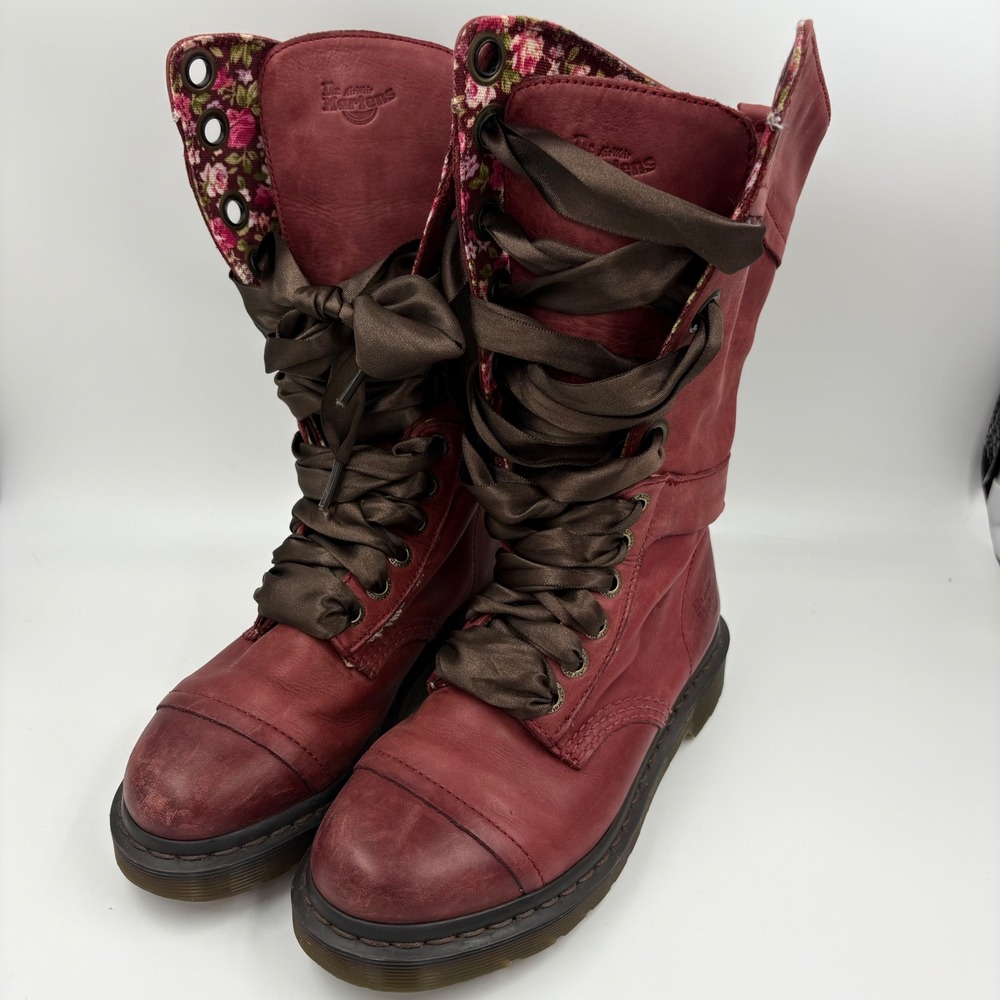 Dr. Martens Triumph 1914 Boots Floral Lined Ribbon Lace Up